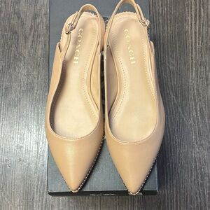 Coach Vae Leather Skimmer Beechwood Slingback Flats